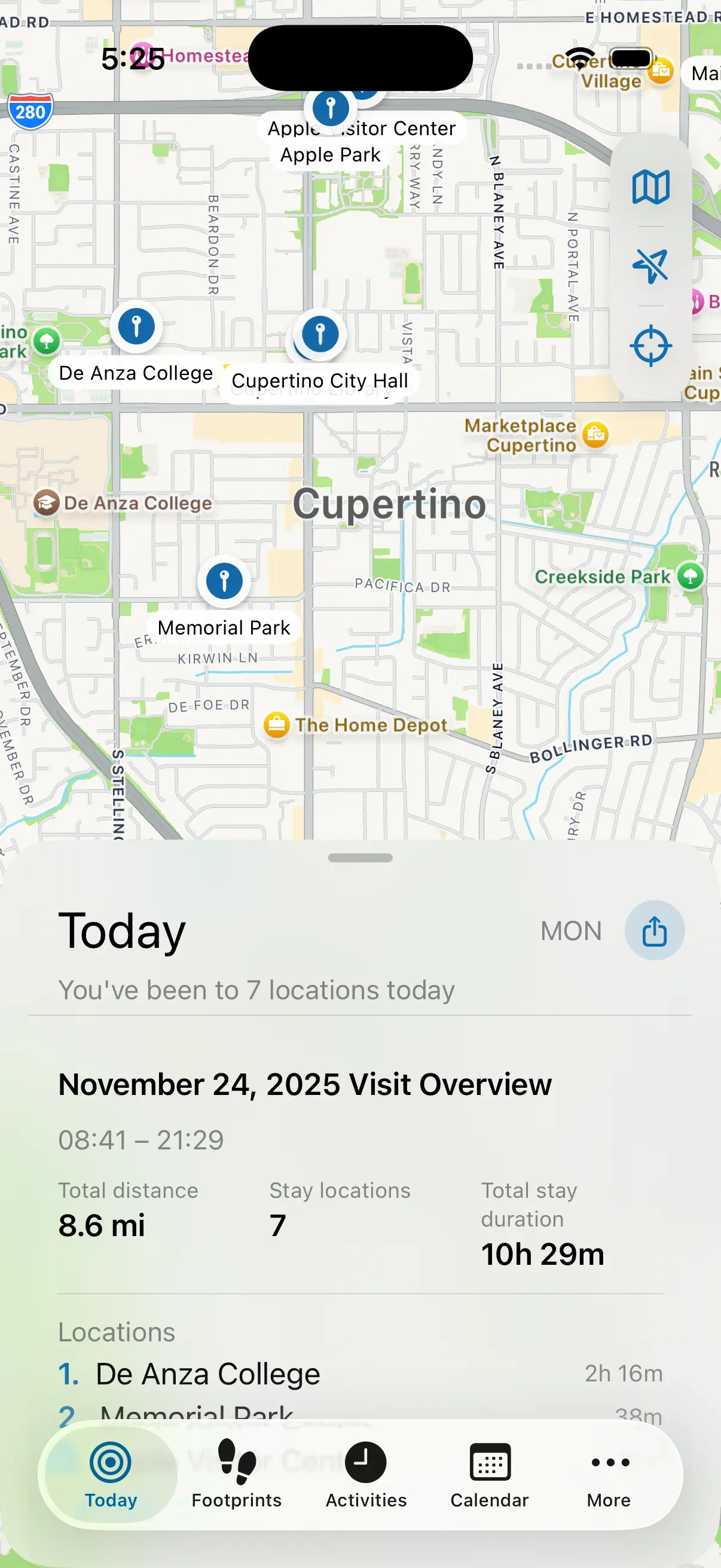 Today journey overview screenshot